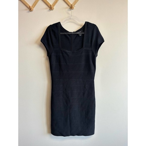 WHBM Bandage Cap Sleeve Black Square Neck Dress Size Large - Picture 1 of 11
